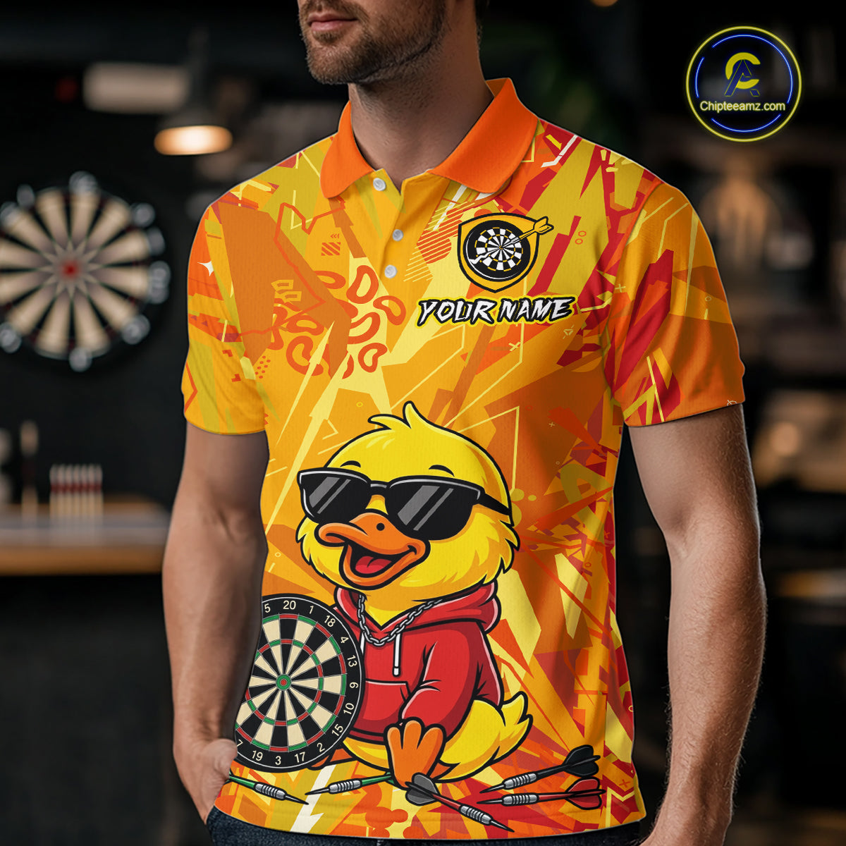 Custom Funny Duck Dart Shirt Dart Team Jersey for Men Dartboard Polo & 1/4Zip Shirts NNT166