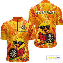 Load image into Gallery viewer, Custom Funny Duck Dart Shirt Dart Team Jersey for Men Dartboard Polo &amp; 1/4Zip Shirts NNT166