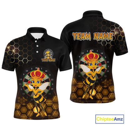 Custom Funny Queen Bee Dart Shirt Dart Team Jersey for Men Dartboard Polo & 1/4 Zip Shirts NNT165