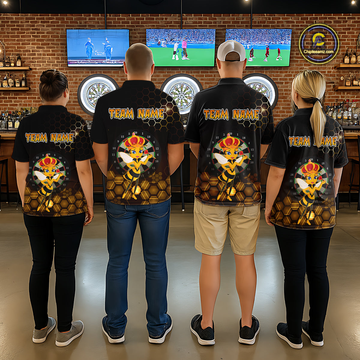 Custom Funny Queen Bee Dart Shirt Dart Team Jersey for Men Dartboard Polo & 1/4 Zip Shirts NNT165