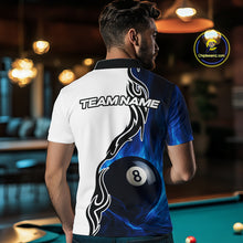 Load image into Gallery viewer, Custom Blue Flame 8 Ball Billiard Shirts for Men Billiard Team Shirts Billiard League Polo &amp; 1/4 Zipper NNT88