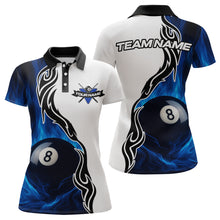 Load image into Gallery viewer, Custom Blue Flame 8 Ball Billiard Shirts for Women Billiard Team Shirts Billiard League Polo &amp; 1/4 Zipper NNT88