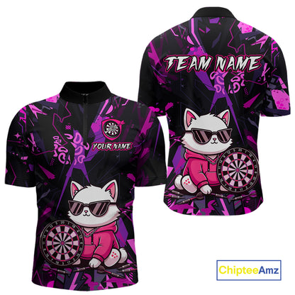 Custom Funny Cat Dart Shirts For Men Dart Board Gifts Darts Team Jerseys Dart League NNT153
