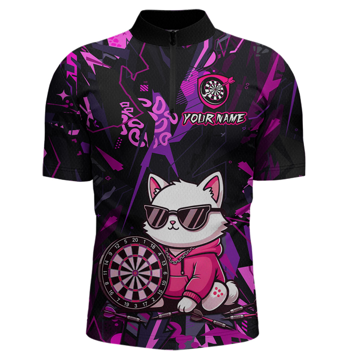 Custom Funny Cat Dart Shirts For Men Dart Board Gifts Darts Team Jerseys Dart League NNT153