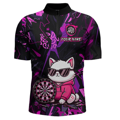 Custom Funny Cat Dart Shirts For Men Dart Board Gifts Darts Team Jerseys Dart League NNT153