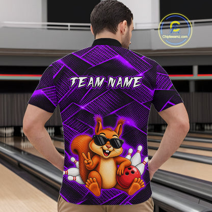 Purple Squirrel Funny Custom Bowling Jersey for Men Bowling Team Shirts Bowling League HNT304