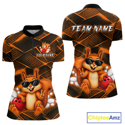 Orange Squirrel Funny Custom Bowling Jersey for Women Bowling Team Shirts Bowling League HNT304