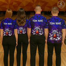 Load image into Gallery viewer, Custom Funny Raccoon Bowling Jersey for Men Bowling Tournament Polo &amp; 1/4 Zip Bowling Team Shirts HNT216