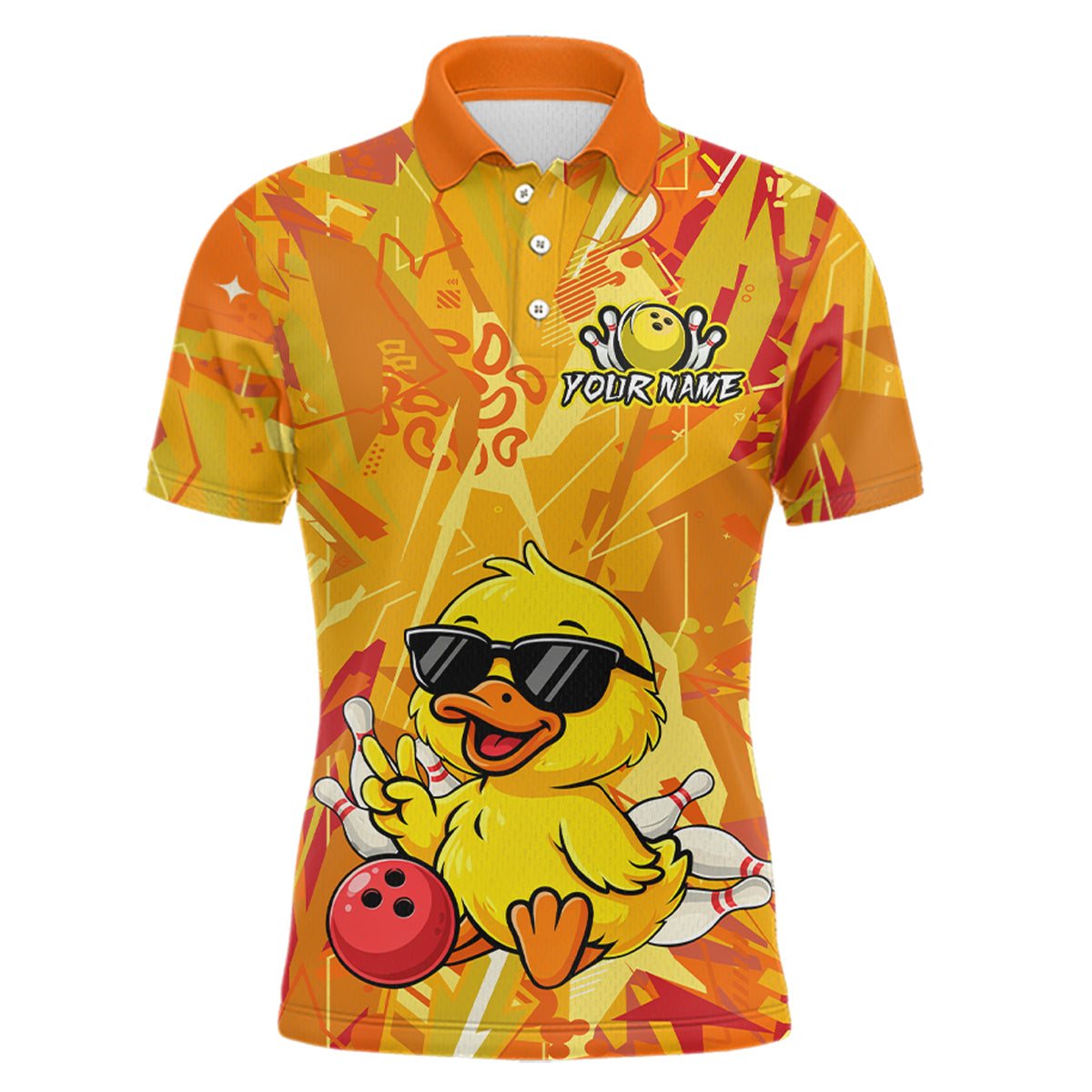 Custom Yellow Funny Duck Bowling Jersey for Men Bowling Uniform Polo & 1/4 Zip Bowling Team Shirts HNT236