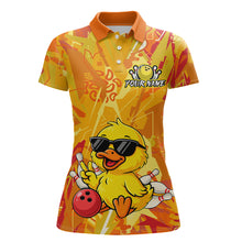 Load image into Gallery viewer, Custom Yellow Funny Duck Bowling Jersey for Women Bowling Uniform Polo &amp; 1/4 Zip Bowling Team Shirts HNT236
