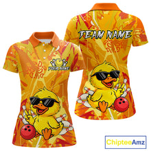 Load image into Gallery viewer, Custom Yellow Funny Duck Bowling Jersey for Women Bowling Uniform Polo &amp; 1/4 Zip Bowling Team Shirts HNT236