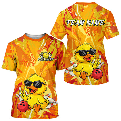 Custom Yellow Funny Duck Bowling Jersey for Men Women Bowling Uniform Bowling Team Shirts HNT236