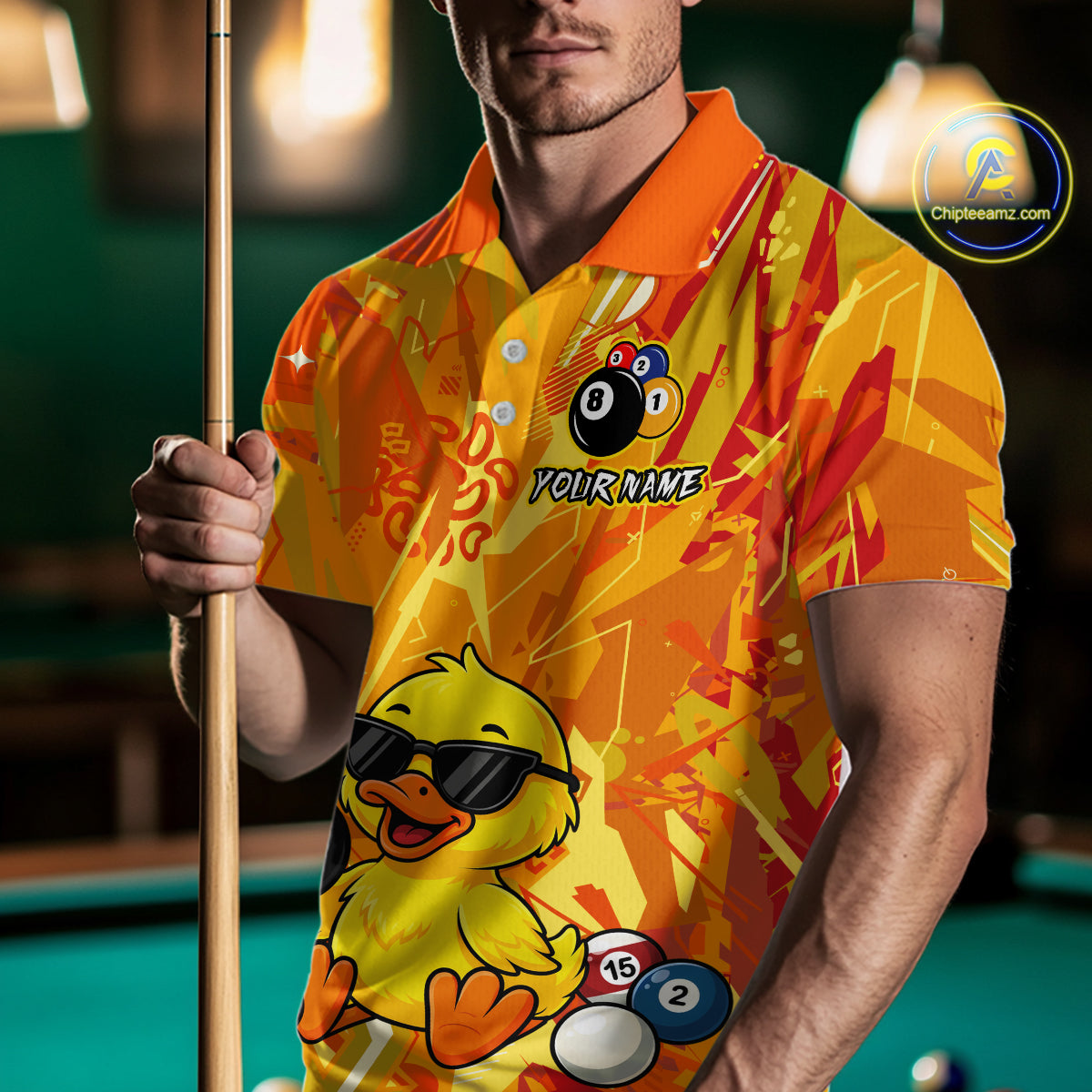 Custom Yellow Duck Funny 8 Ball Pool Shirts Billiard Shirt for Men Billiard Team Jersey League NNT174