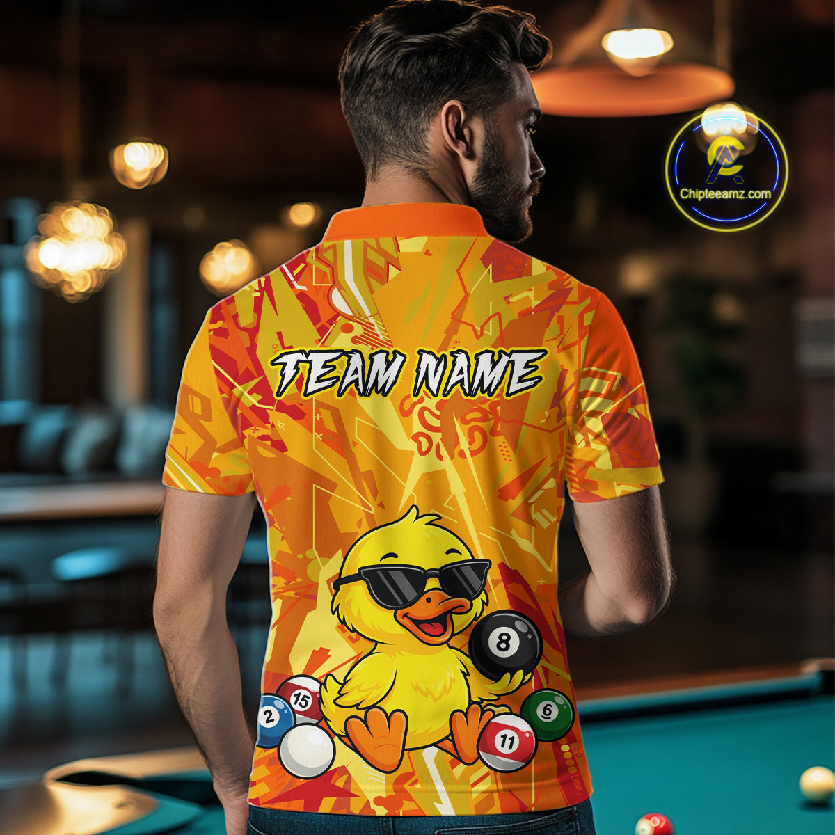 Custom Yellow Duck Funny 8 Ball Pool Shirts Billiard Shirt for Men Billiard Team Jersey League NNT174
