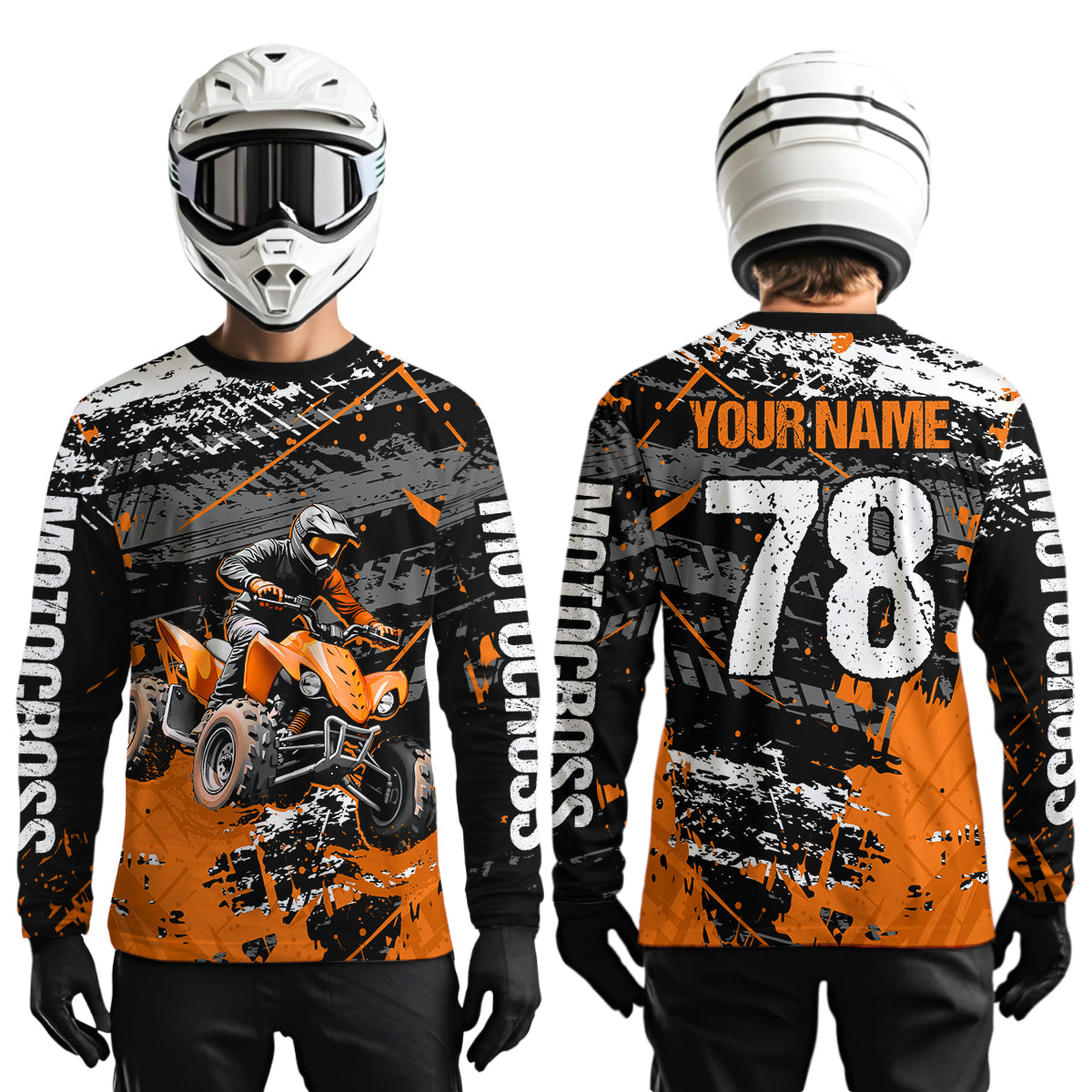 Custom Orange Off-Road Quad Bike Shirt Youth ATV Motocross Shirts Kid Men Women UPF30+ DNT78