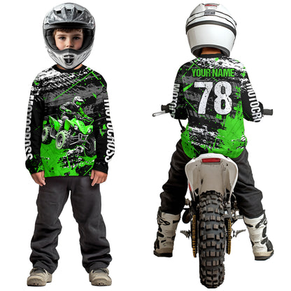 Custom Green ATV Motocross Shirts Kid Adult Motocross Off-Road Quad Bike Shirt UPF30+ DNT62