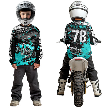 Custom Turquoise Off-Road Quad Bike Shirt Youth ATV Motocross Shirts Kid Men Women UPF30+ DNT78