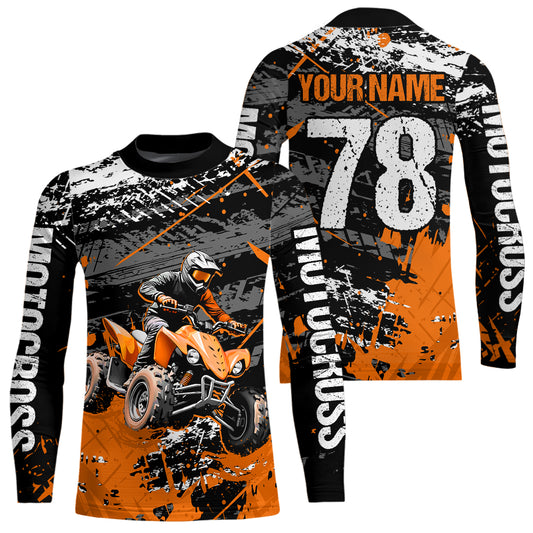 Custom Orange ATV Motocross Shirts Kid Adult Motocross Off-Road Quad Bike Shirt UPF30+ DNT62