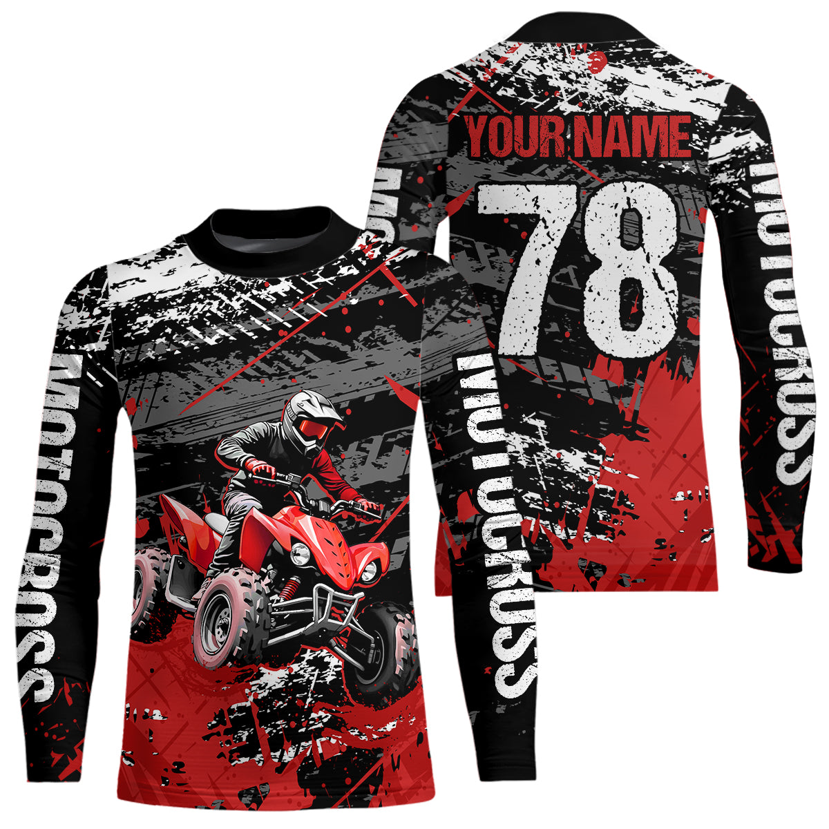 Custom Red Off-Road Quad Bike Shirt Youth ATV Motocross Shirts Kid Men Women UPF30+ DNT78