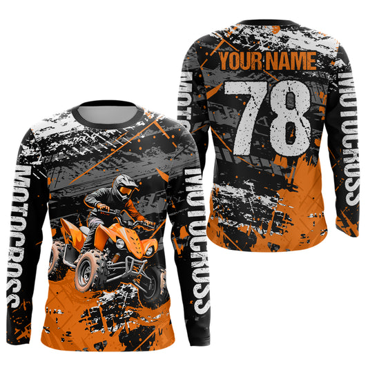 Custom Orange ATV Motocross Shirts Kid Adult Motocross Off-Road Quad Bike Shirt UPF30+ DNT62