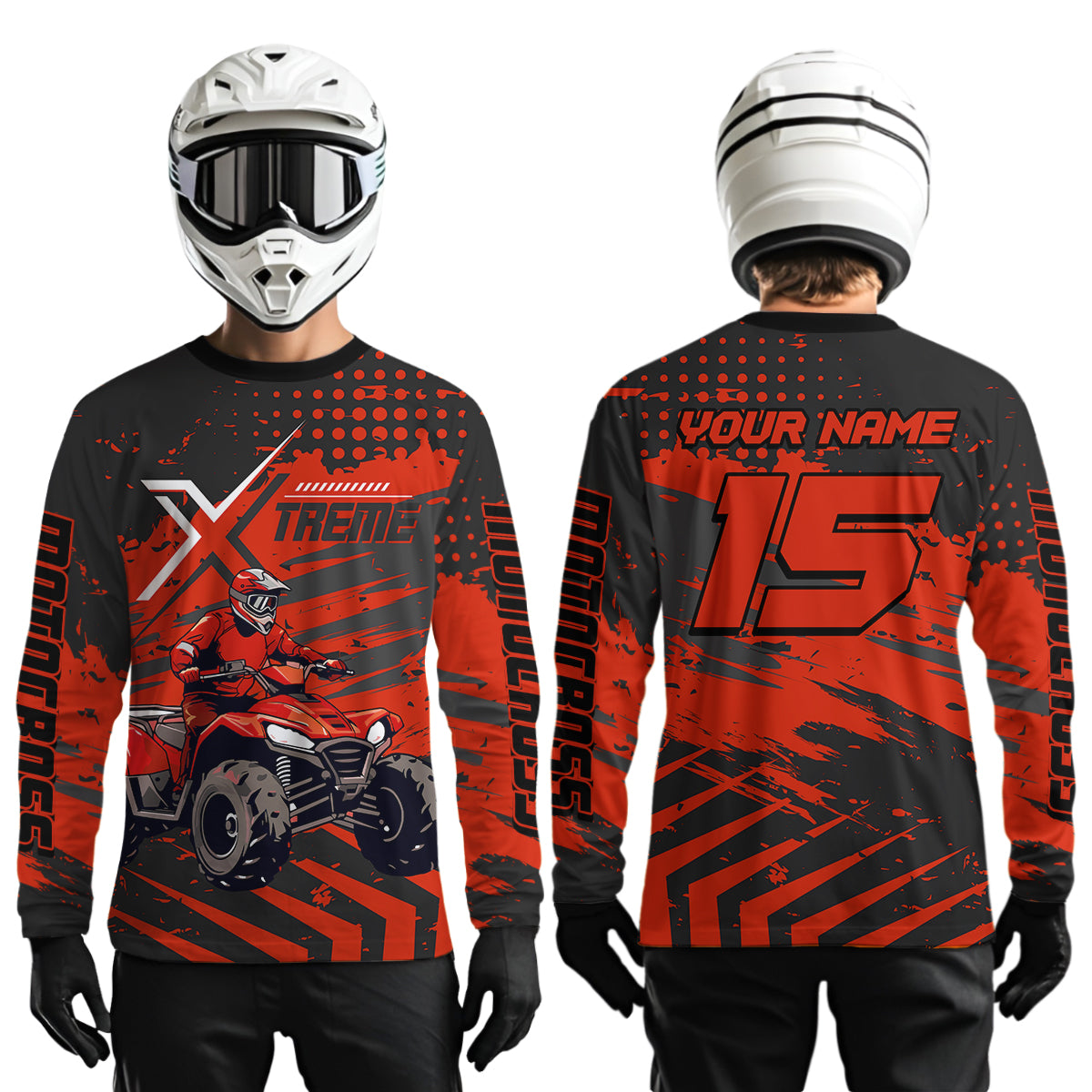 Custom Red Off-Road Quad Bike Shirt Extreme ATV Motocross Shirts Kid Men Women UPF30+ DNT79