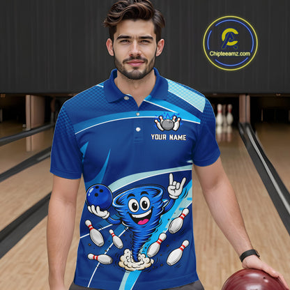 Custom Funny Tornado Bowling Jersey for Men Bowling Team Shirts Bowling League Polo & 1/4 Zip HNT488