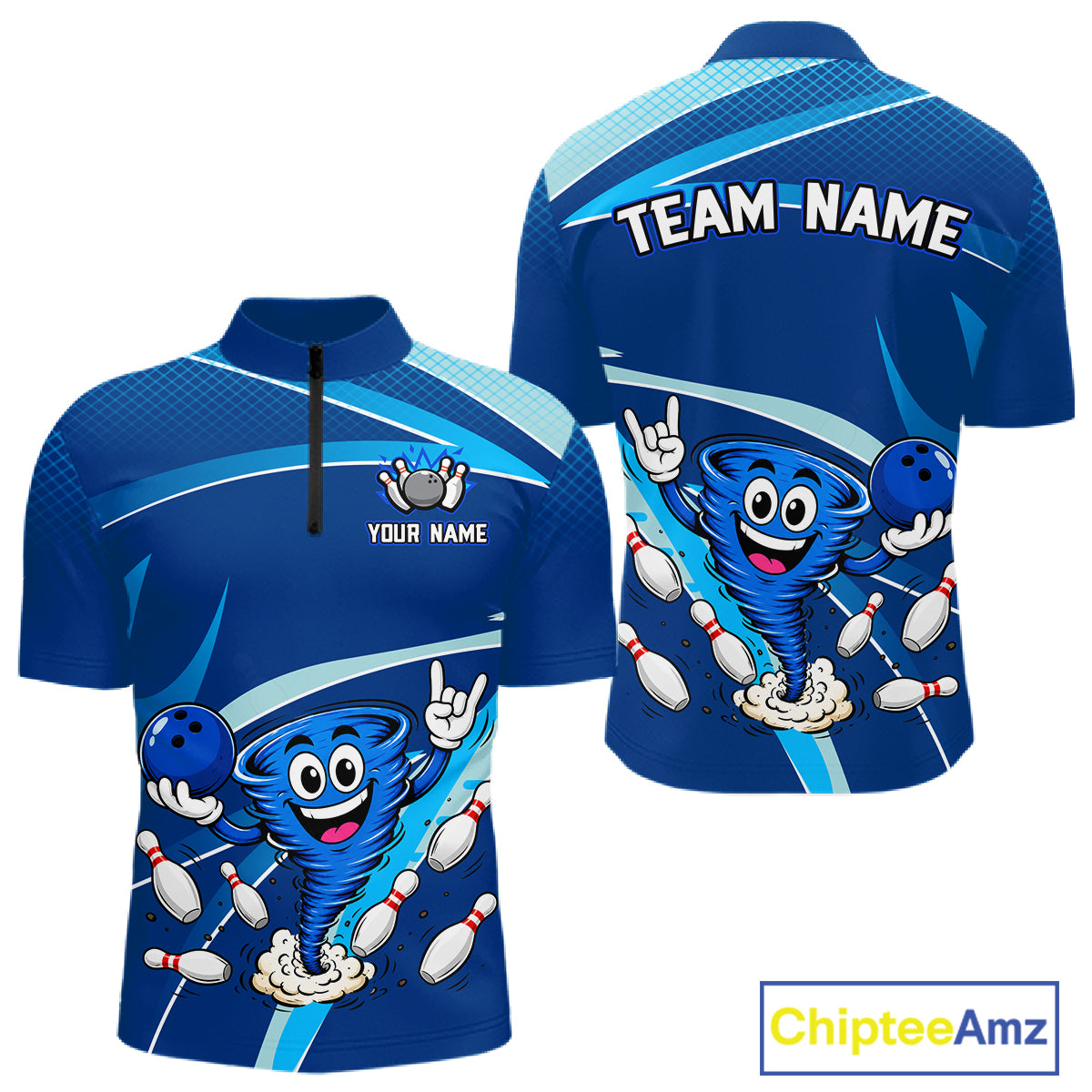 Custom Funny Tornado Bowling Jersey for Men Bowling Team Shirts Bowling League Polo & 1/4 Zip HNT488
