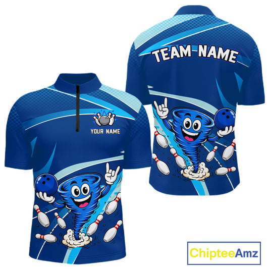 Custom Funny Tornado Bowling Jersey for Men Bowling Team Shirts Bowling League Polo & 1/4 Zip HNT488