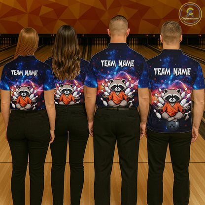 Custom Galaxy Funny Zen Raccoon Bowling Shirt for Women Bowling Team Shirts Bowling Outfit HNT313