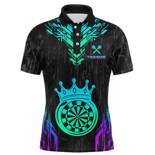 Custom Neon Black Crown Dart Shirts for Men Darts Team Jerseys Dart League Polo & 1/4 Zip NNT140