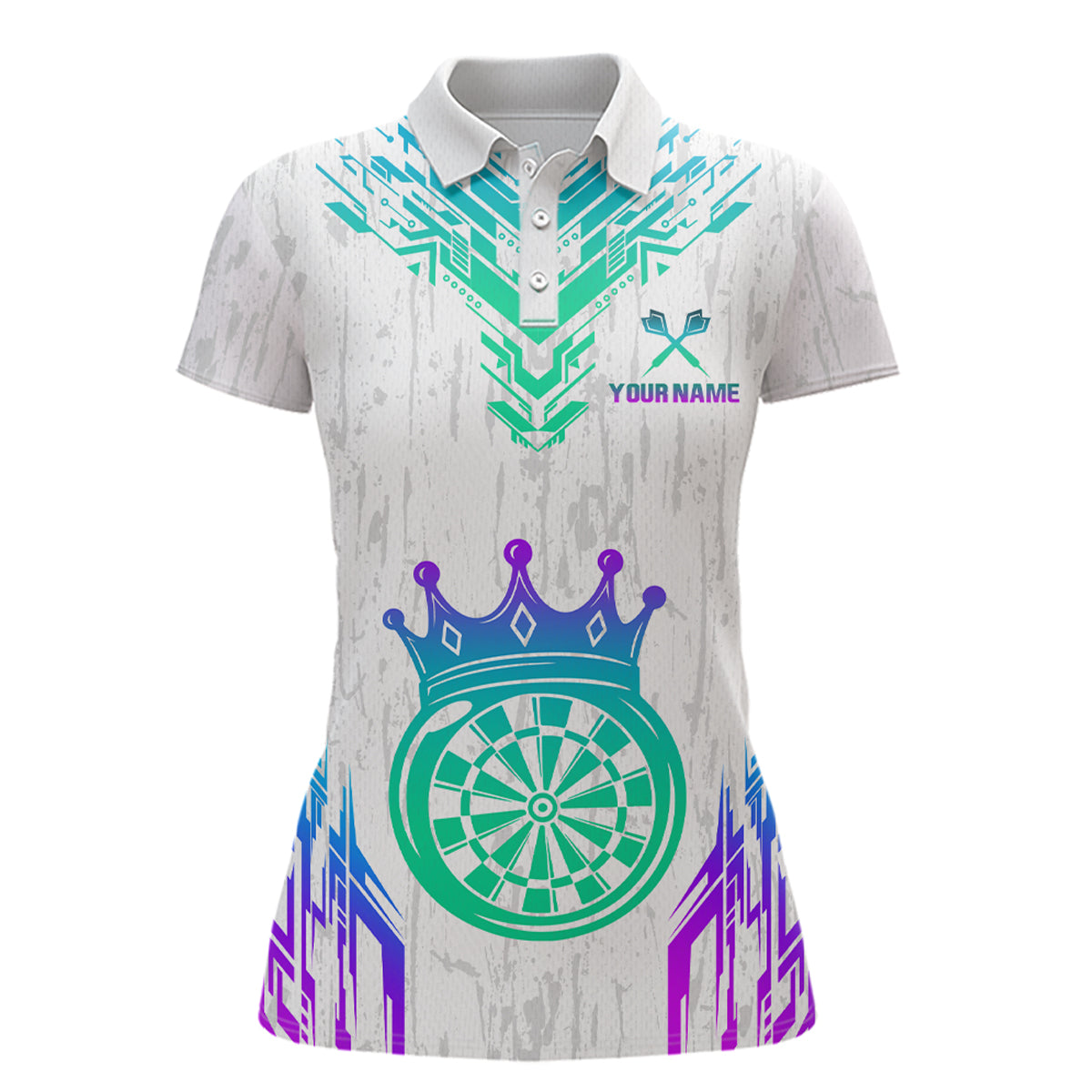 Custom Neon White Crown Dart Shirts for Women Darts Team Jerseys Dart League Polo & 1/4 Zip NNT140