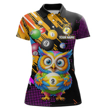Load image into Gallery viewer, Custom Funny Colorful Owl 9 Ball Pool Billiard Shirt for Women Billiard Team Jersey Polo &amp; 1/4 Zip NNT156
