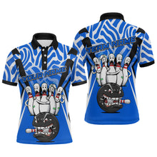 Load image into Gallery viewer, Custom Blue Funny Bowling Jersey for Men Bowling Team Shirts Bowling League Polo &amp; 1/4 Zip HNT155