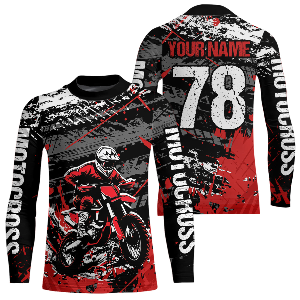 Red Youth Dirt Bike Jersey Adult Kid Upf30+ Customized Motocross Jersey Off-Roading Jersey DNT48