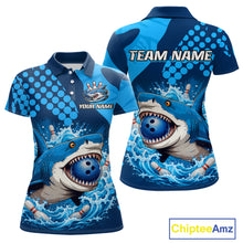 Load image into Gallery viewer, Shirt with shark design and customizable text on a white background