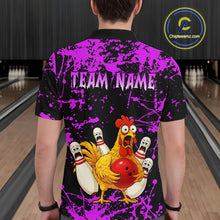 Load image into Gallery viewer, Custom Purple Funny Chicken Bowling Jersey for Men Bowling Uniform Bowling Team Shirts HNT282