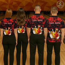 Load image into Gallery viewer, Custom Red Funny Chicken Bowling Jersey for Men Bowling Uniform Bowling Team Shirts HNT282