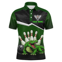 Load image into Gallery viewer, Custom Funny Crocodile Bowling Shirt Alligator Bowling Jersey for Men Polo &amp; 1/4 Zip HNT207