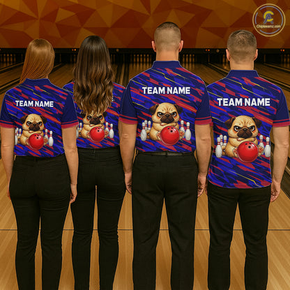 Custom Funny Dog Bowling Jersey for Women Bowling Uniform Polo &1/4 Zip Bowling Team Shirts HNT249