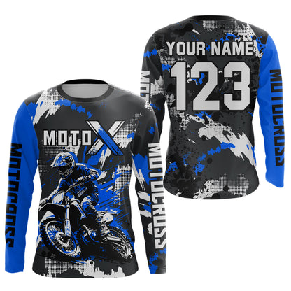 Blue Youth Motocross Jersey Racing Shirts Custom Dirt Bike Shirts Kid Men Women UPF30+ DNT32