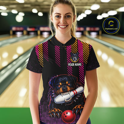 Custom Funny French Bulldog Bowling Jersey for Women Bowling Team Shirts Polo & 1/4 Zip HNT185