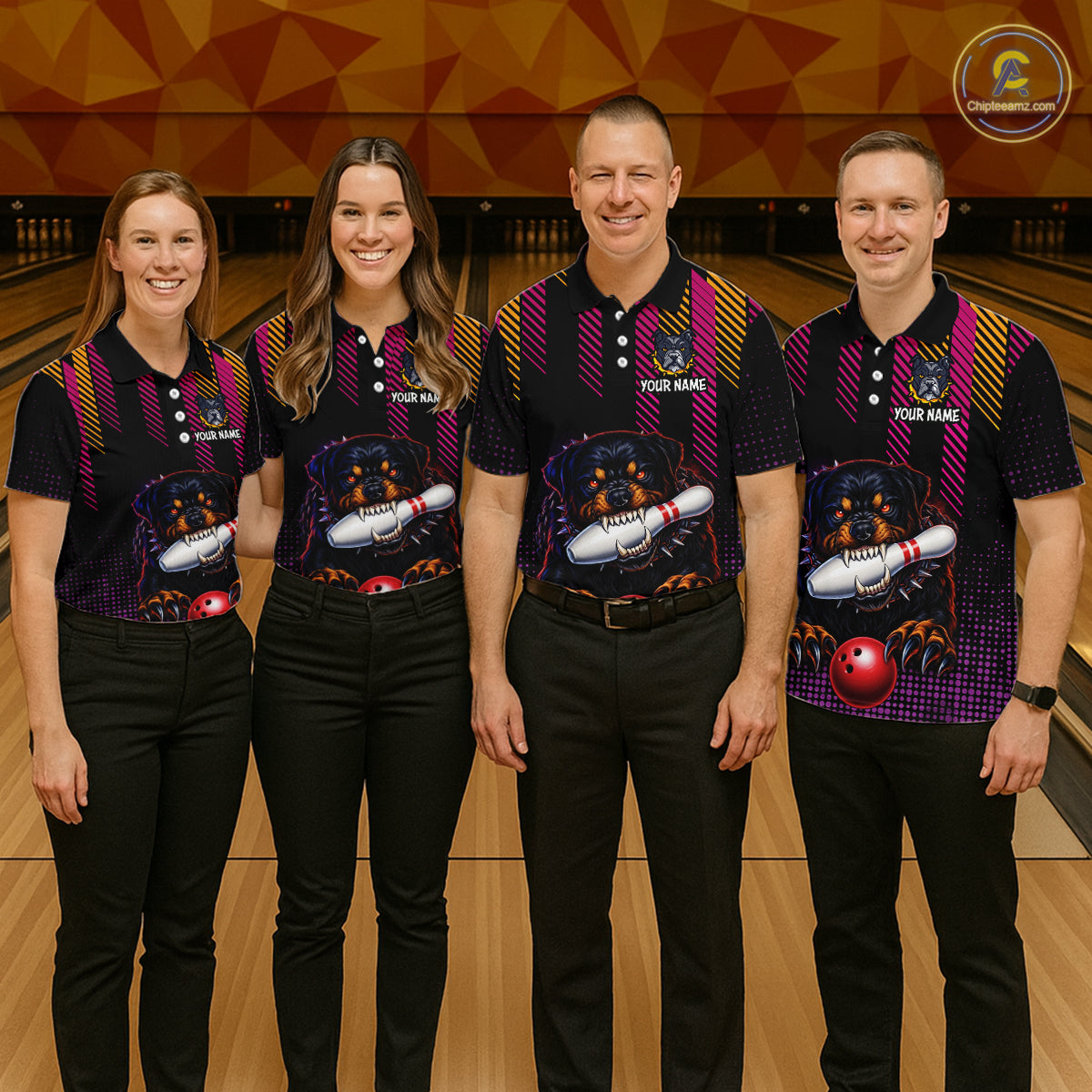 Custom Funny French Bulldog Bowling Jersey for Men Bowling Team Shirts Polo & 1/4 Zip HNT185