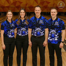 Load image into Gallery viewer, Custom Blue Raccoon Bowling Jersey for Men Bowling Uniform Polo &amp; 1/4 Zip Bowling Team Shirts HNT224