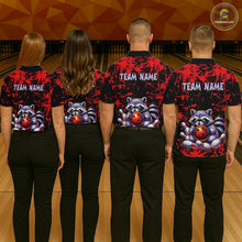 Load image into Gallery viewer, Custom Red Raccoon Bowling Jersey for Women Bowling Uniform Polo &amp; 1/4 Zip Bowling Team Shirts HNT224