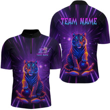 Load image into Gallery viewer, Custom Neon Tiger Bowling Jersey for Men Bowling Team Shirts Bowling League Polo &amp; 1/4 Zip HNT154