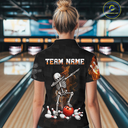 Custom Smoke Funny Skeleton Bowling Team Shirts Bowling Jersey for Women Bowling League HNT458