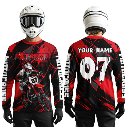 Custom Red MX Racing Extreme Shirts Kid Men Women Youth Motocross Shirts UPF30+ DNT35