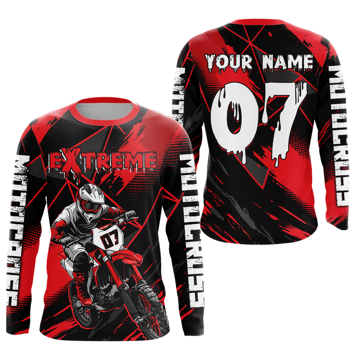 Custom Red MX Racing Extreme Shirts Kid Men Women Youth Motocross Shirts UPF30+ DNT35