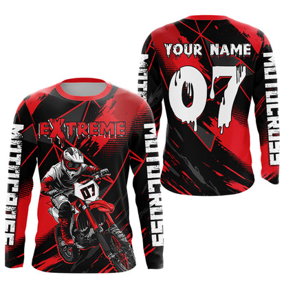 Custom Red MX Racing Extreme Shirts Kid Men Women Youth Motocross Shirts UPF30+ DNT35