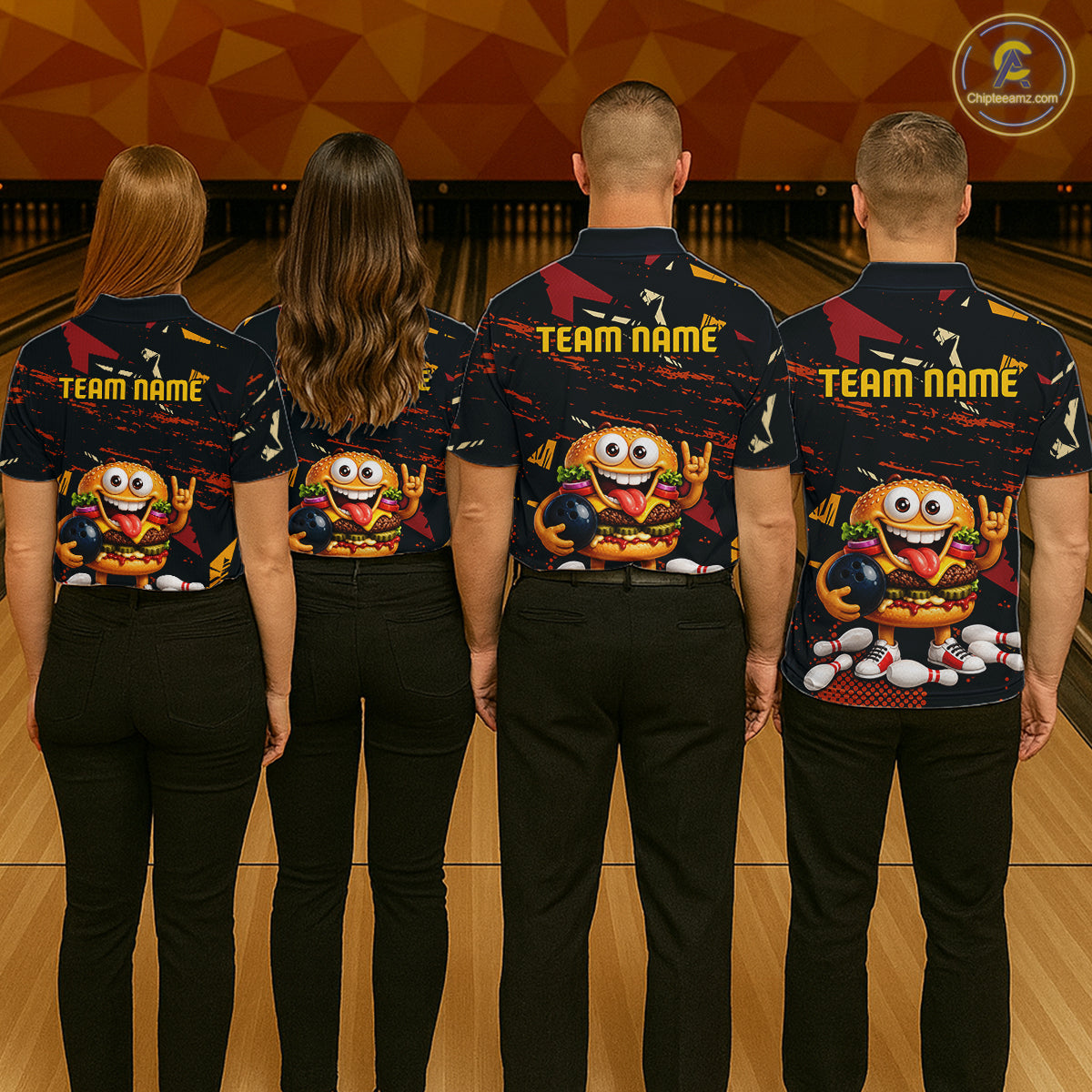 Custom Funny Hamburger Bowling Team Shirts Bowling Jersey for Women Bowling League HNT465